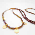 Crystal Layer Necklace - Brown