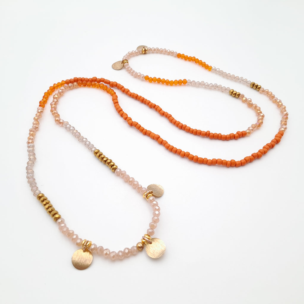 Crystal Layer Necklace - Orange