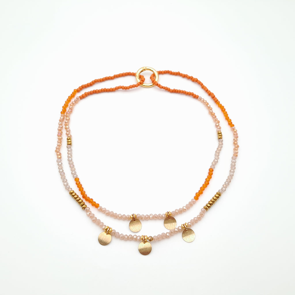 Crystal Layer Necklace - Orange