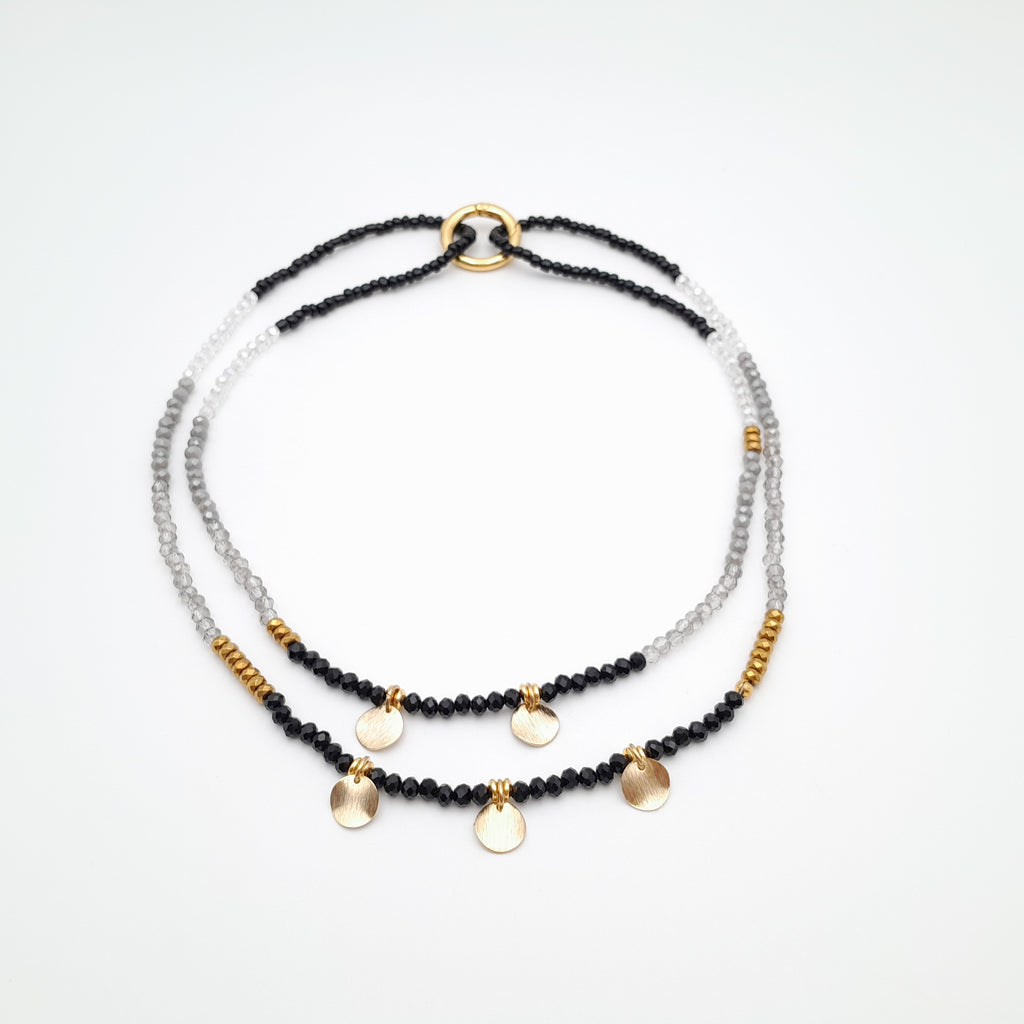 Crystal Layer Necklace - Graphite