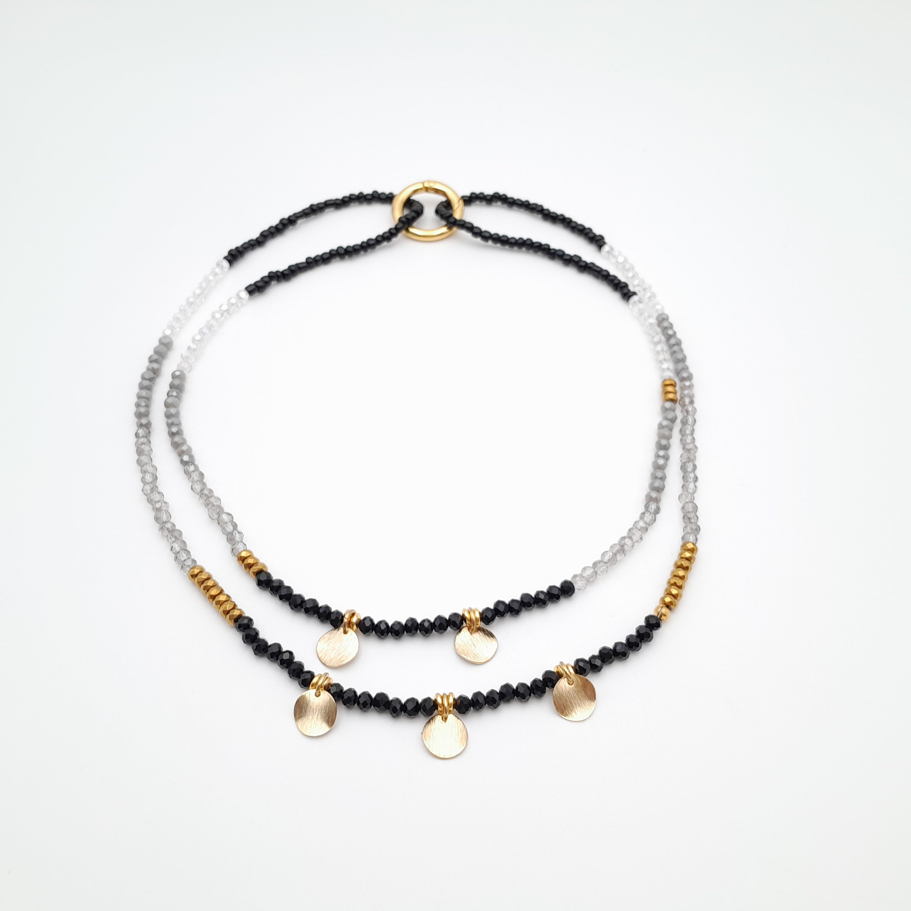 Crystal Layer Necklace - Graphite