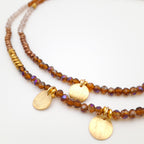 Crystal Layer Necklace - Brown