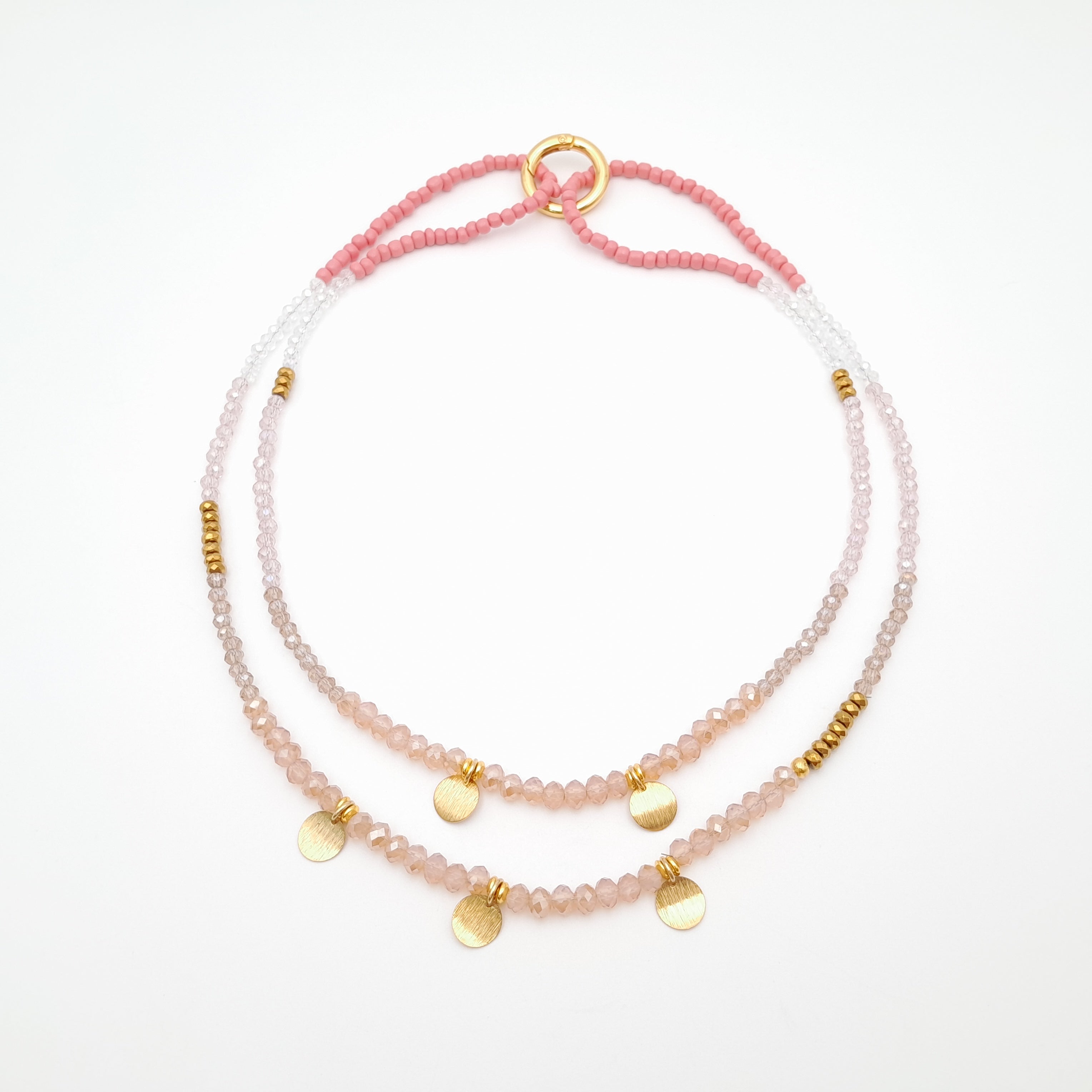 Crystal Layer Necklace - Salmon