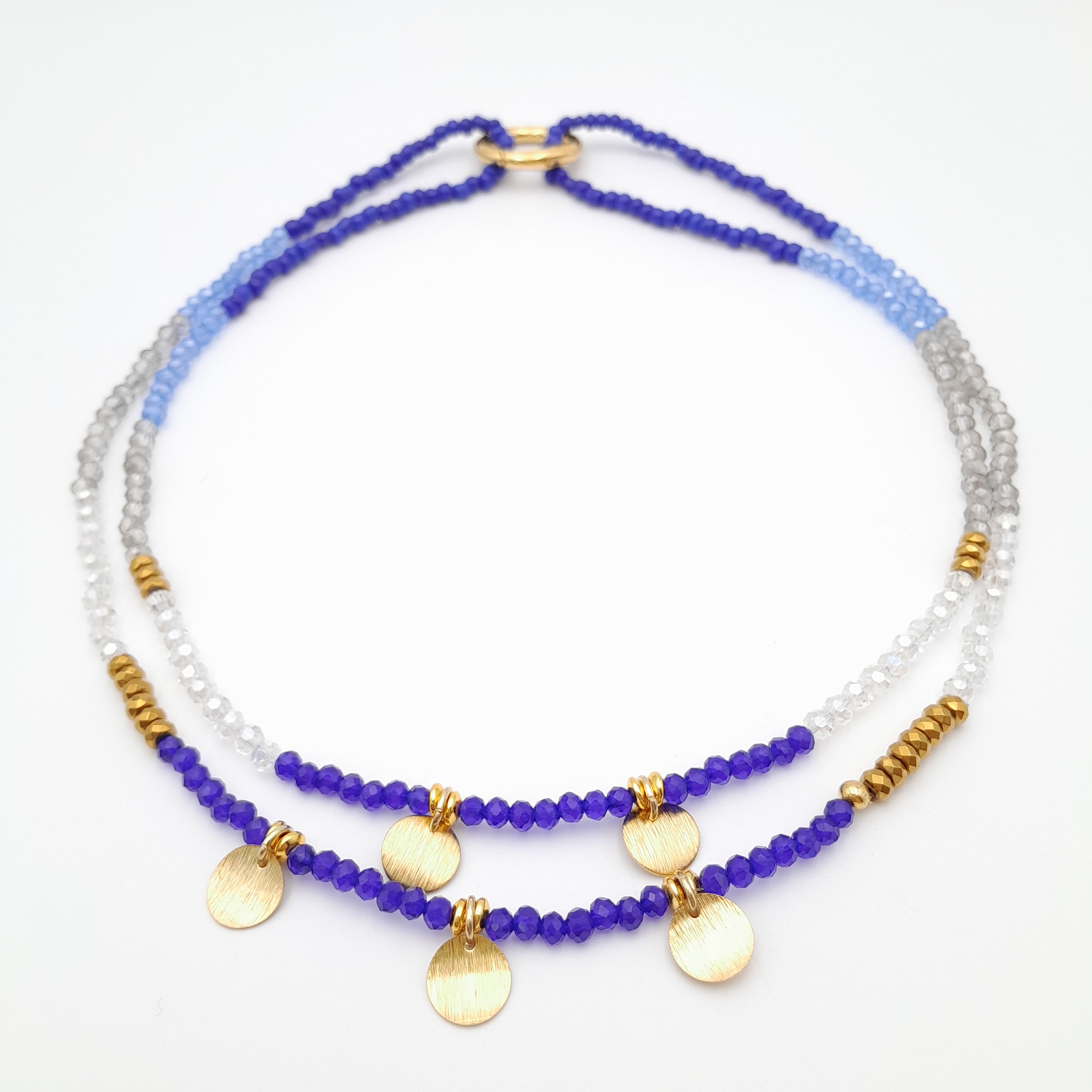 Crystal Layer Necklace - Blue
