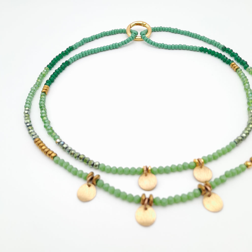 Crystal Layer Necklace - Green