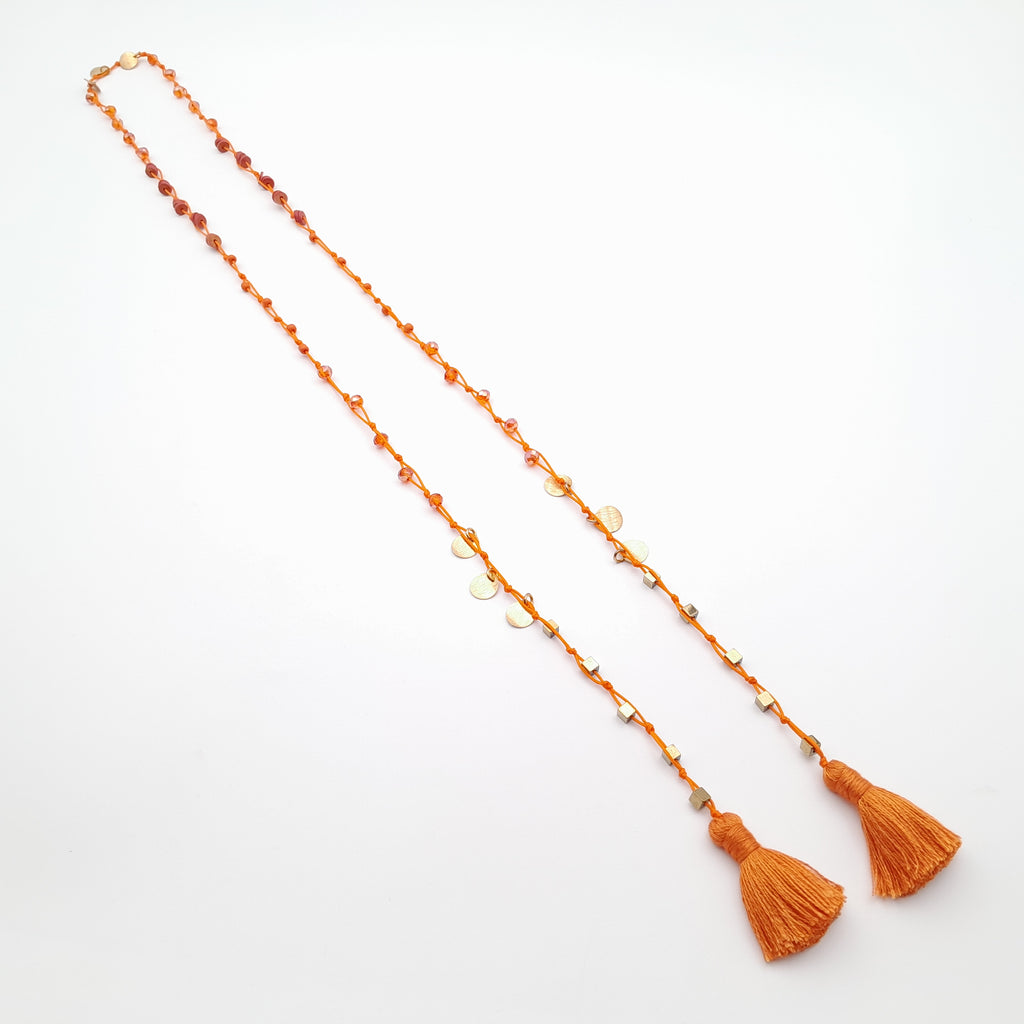 Rani Tassel Necklace - Orange