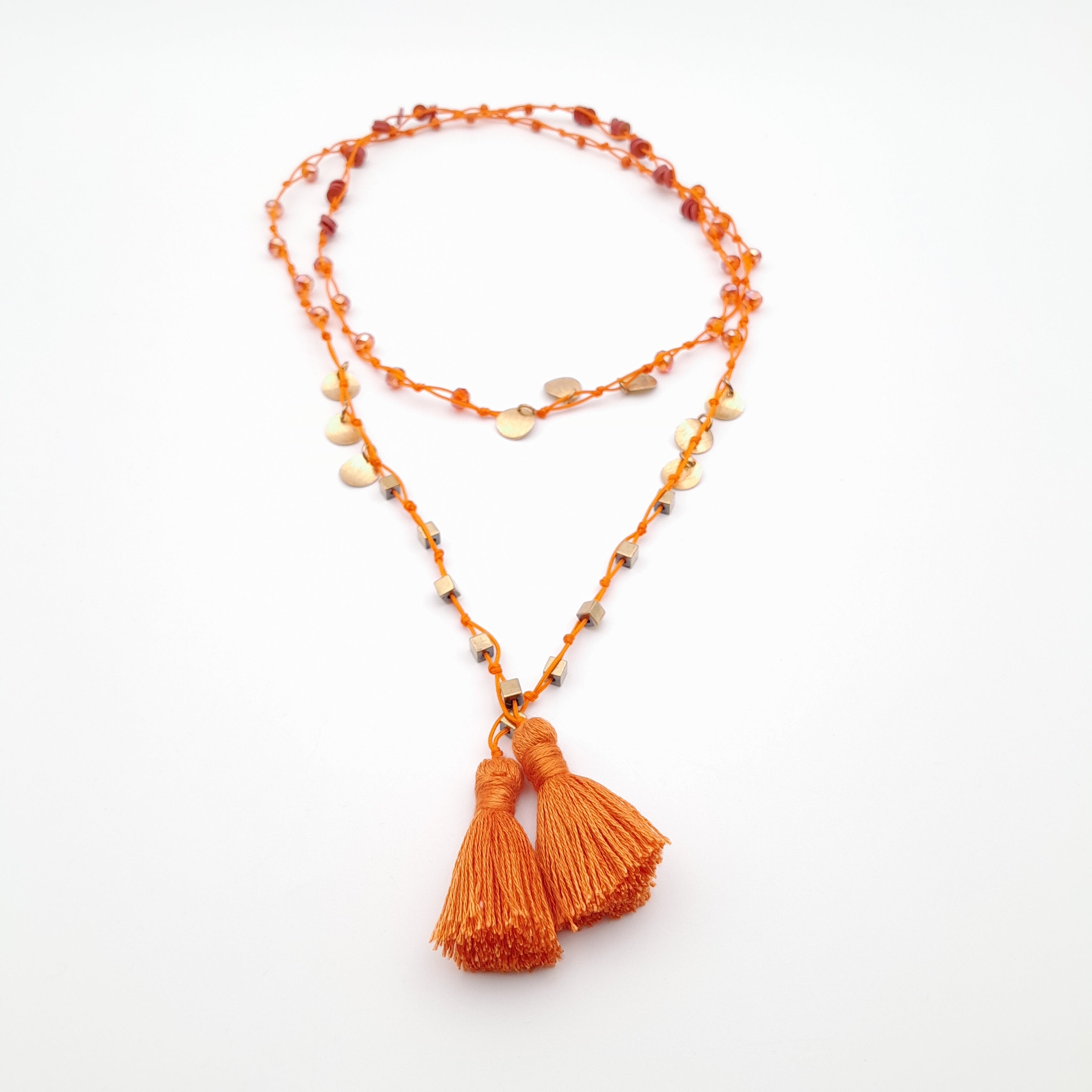 Rani Tassel Necklace - Orange