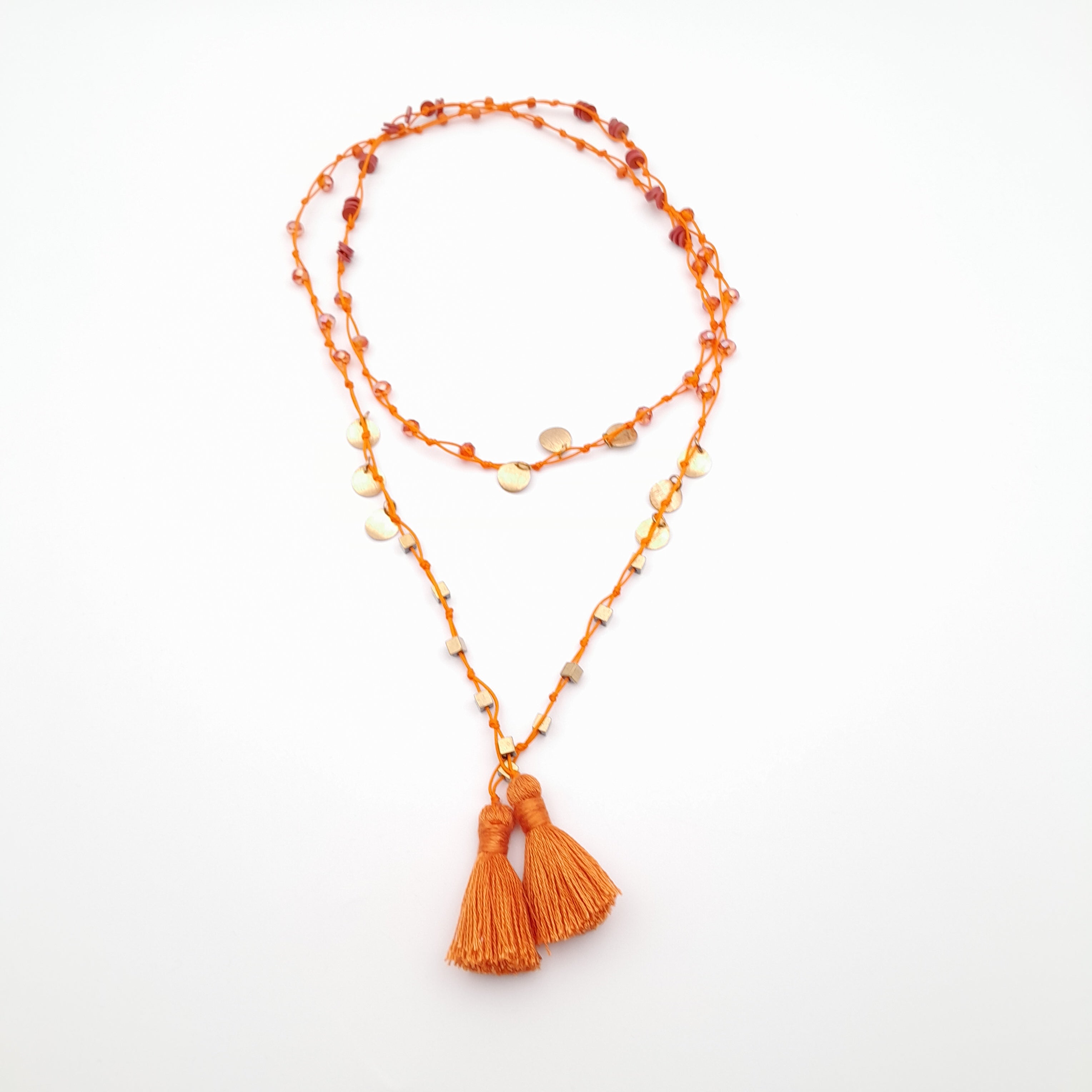 Rani Tassel Necklace - Orange