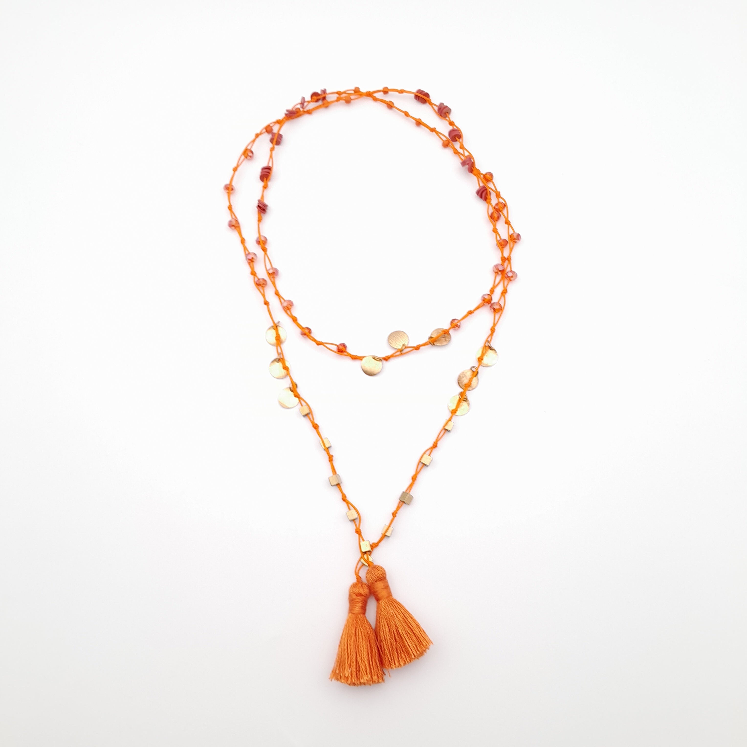 Rani Tassel Necklace - Orange