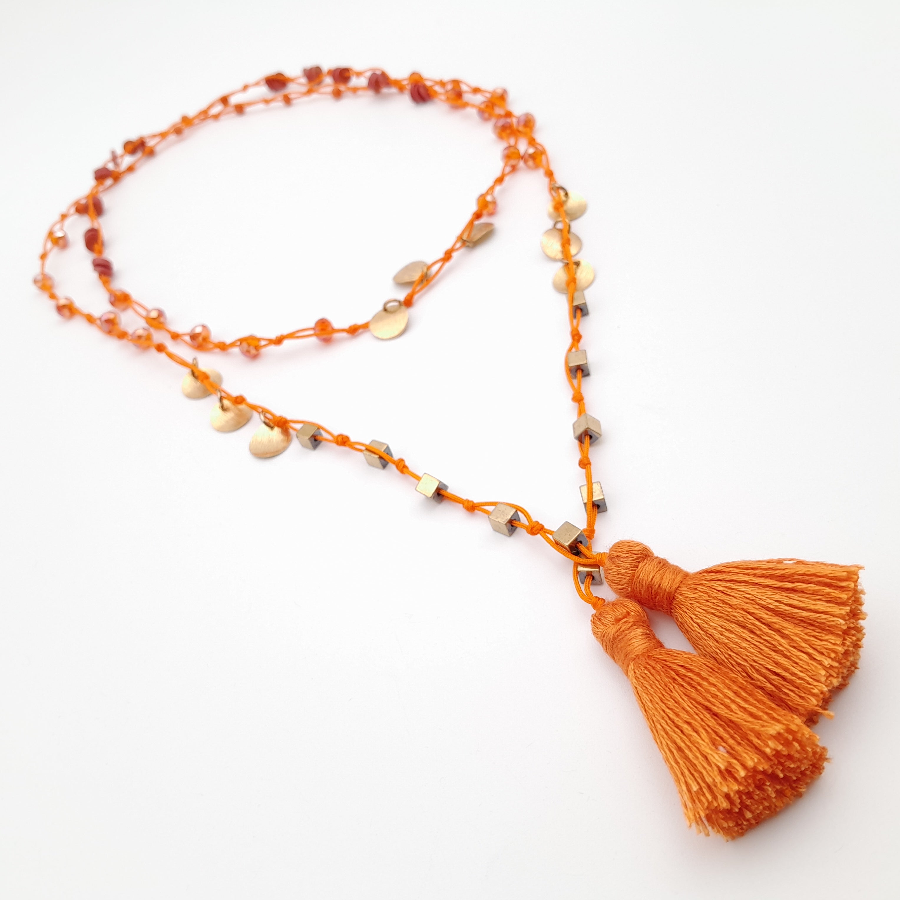 Rani Tassel Necklace - Orange