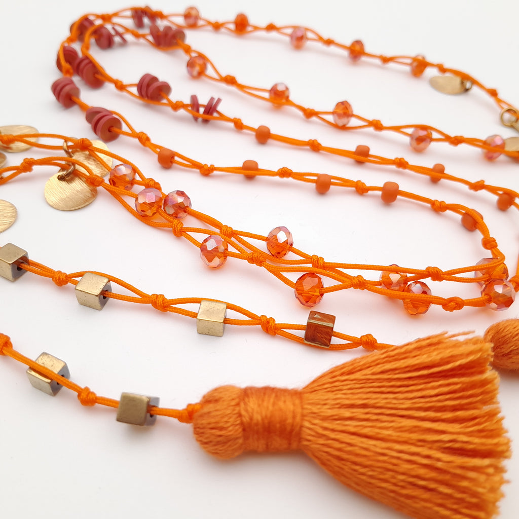 Rani Tassel Necklace - Orange
