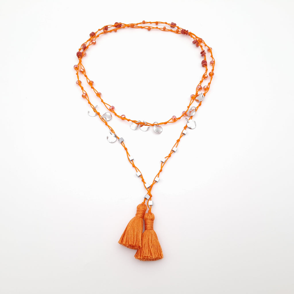 Rani Tassel Necklace - Orange