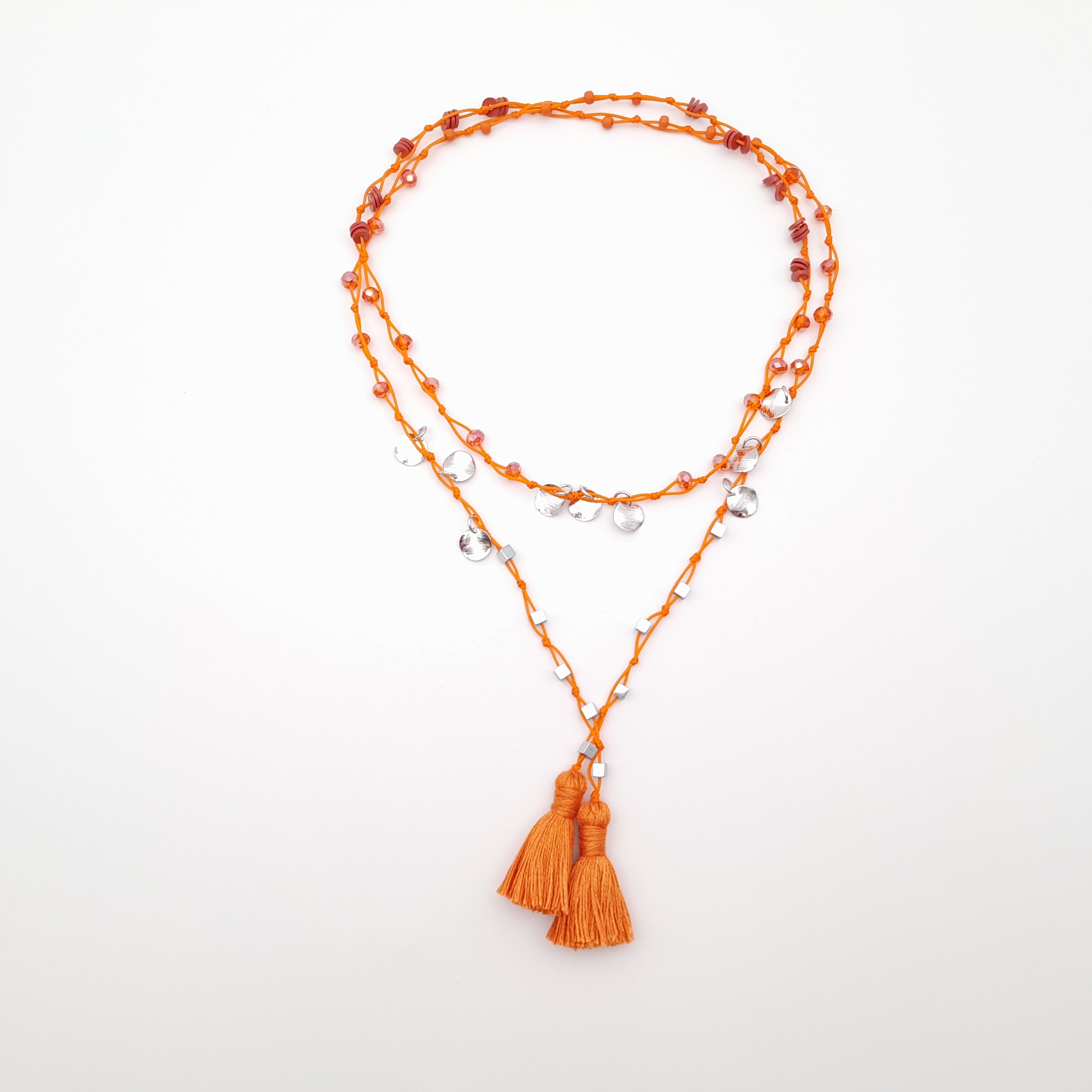 Rani Tassel Necklace - Orange