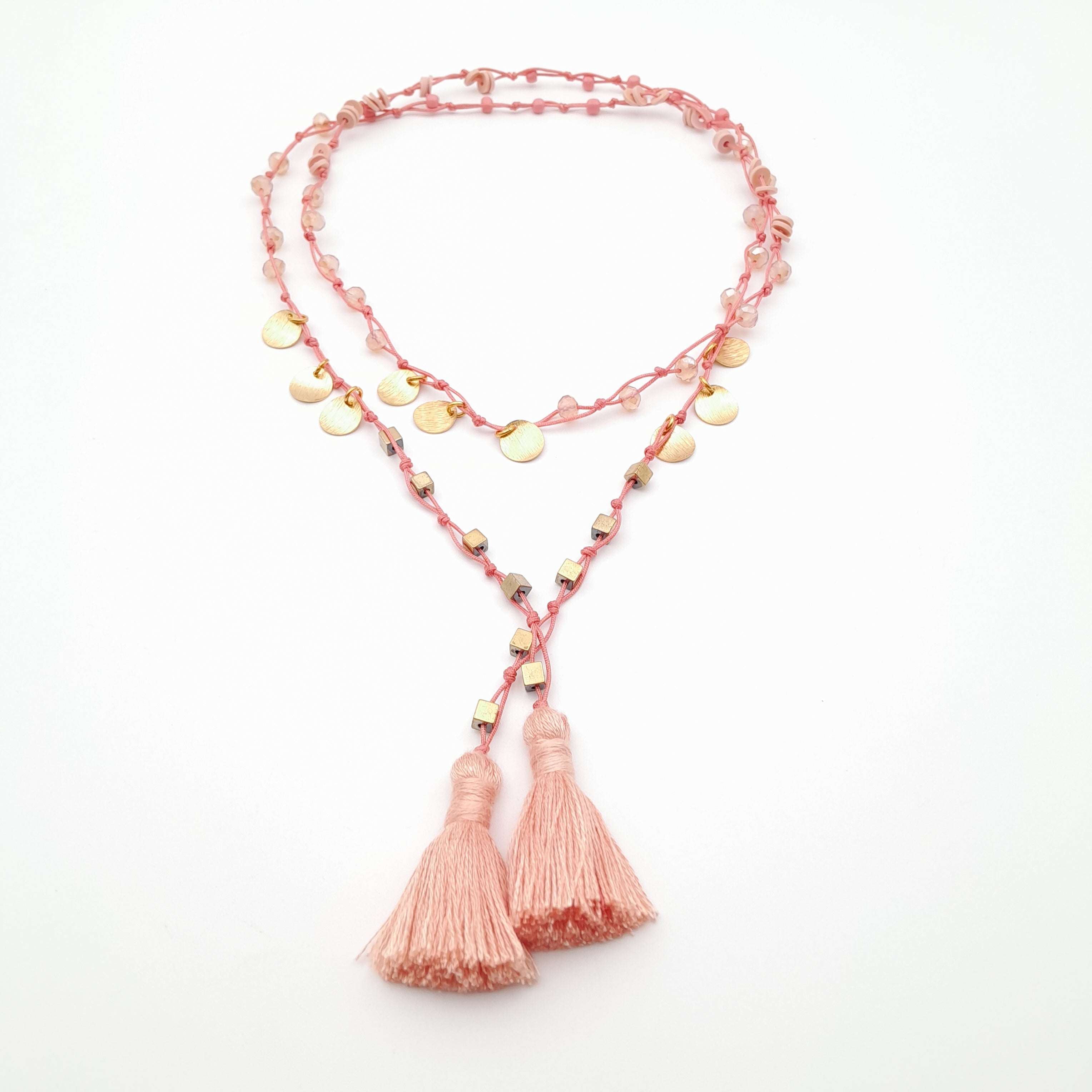 Rani Tassel Necklace - Salmon
