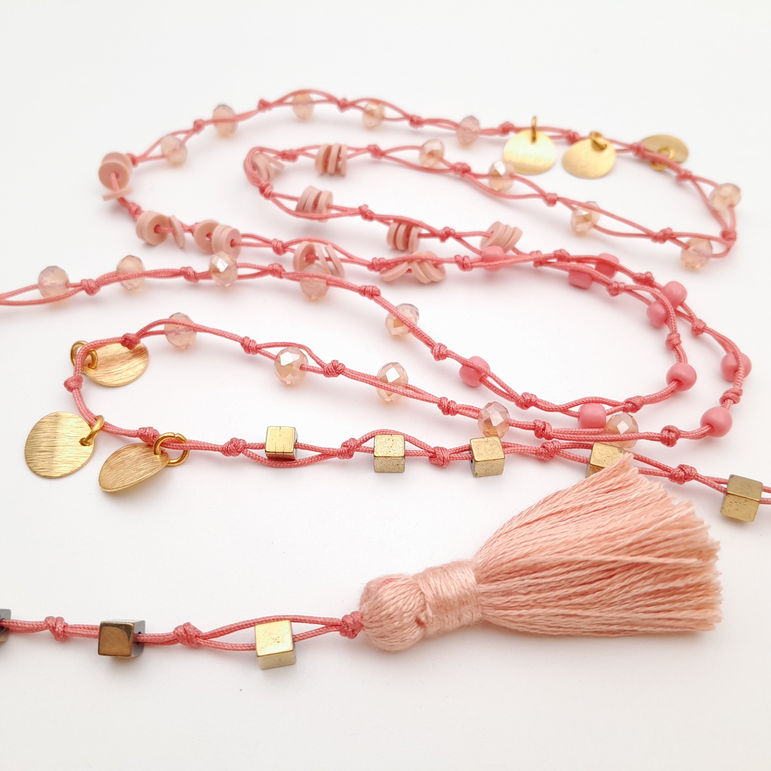 Rani Tassel Necklace - Salmon