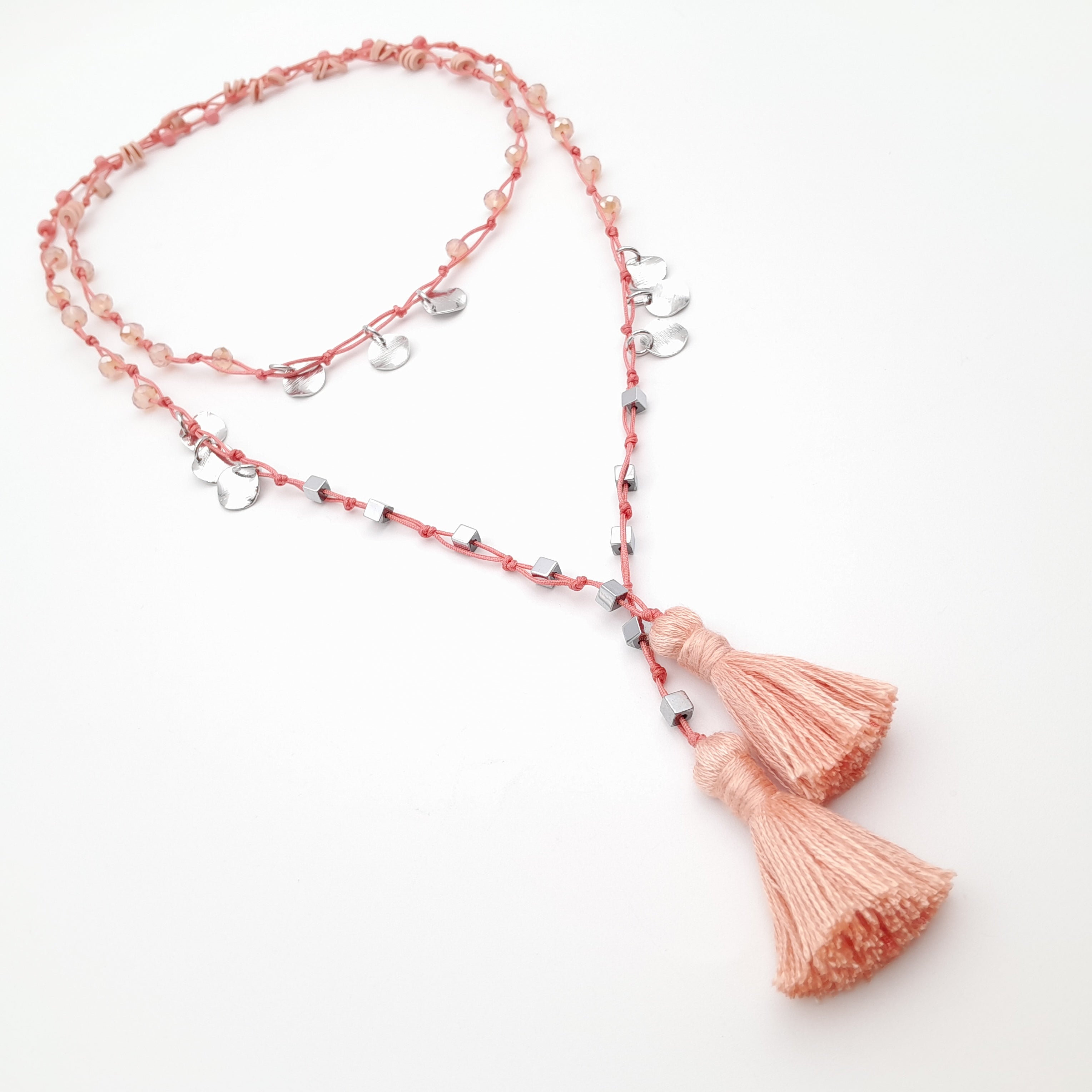 Rani Tassel Necklace - Salmon