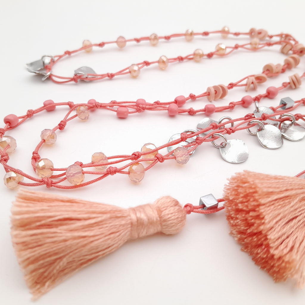 Rani Tassel Necklace - Salmon