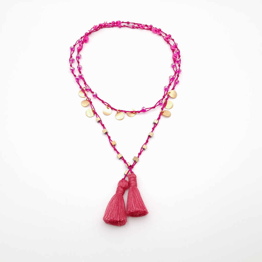 Rani Tassel Necklace - Hot Pink