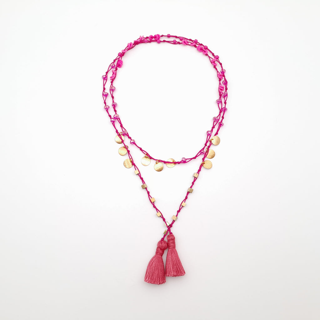 Rani Tassel Necklace - Hot Pink
