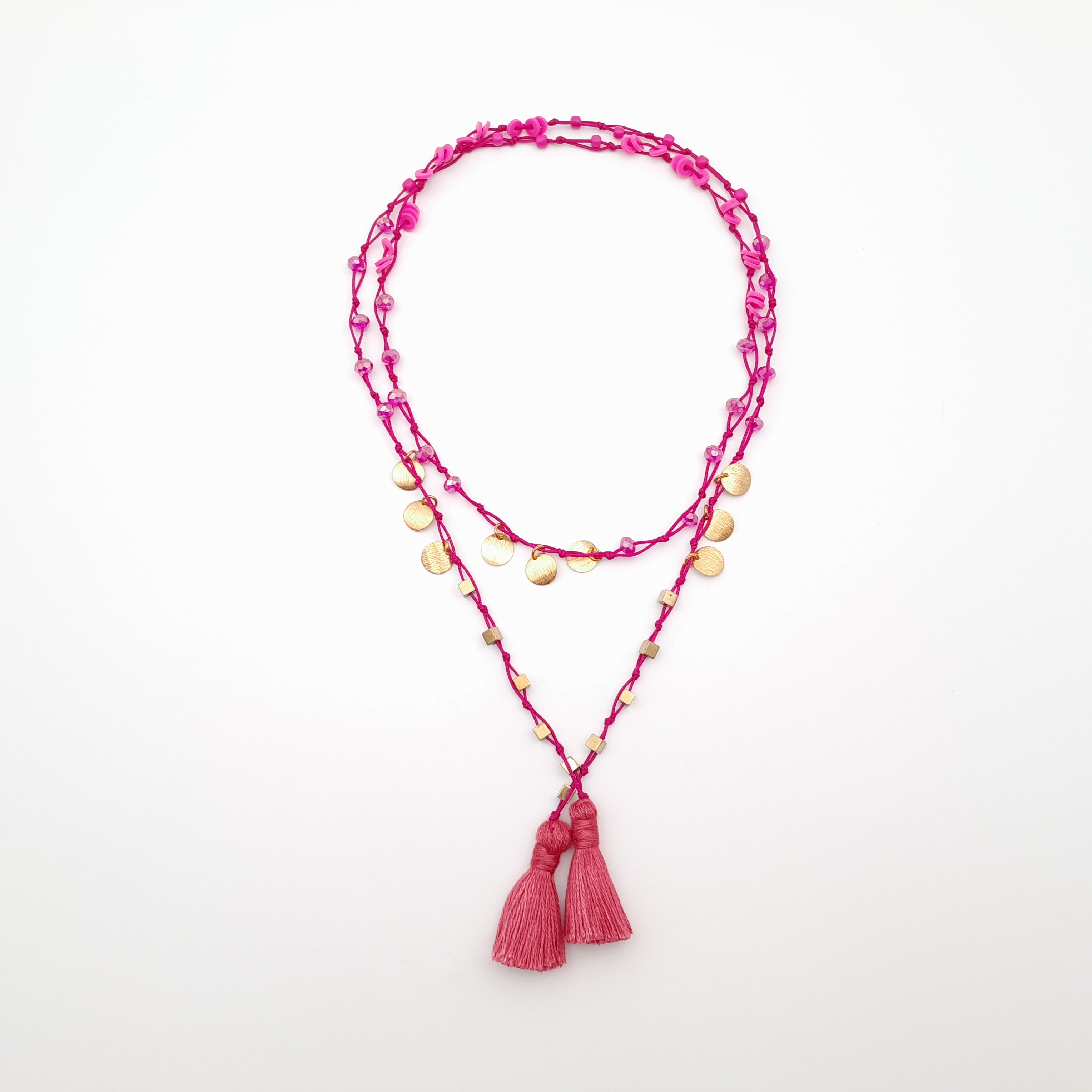 Rani Tassel Necklace - Hot Pink