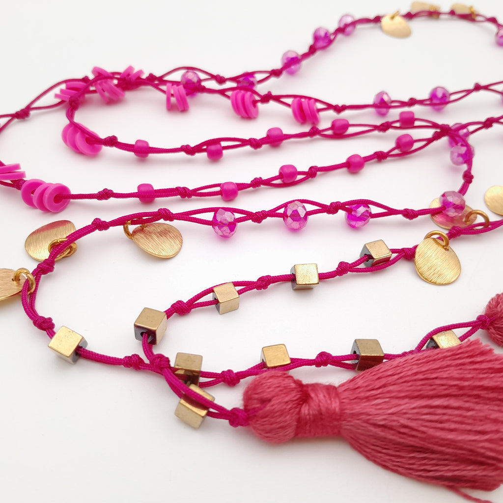 Rani Tassel Necklace - Hot Pink