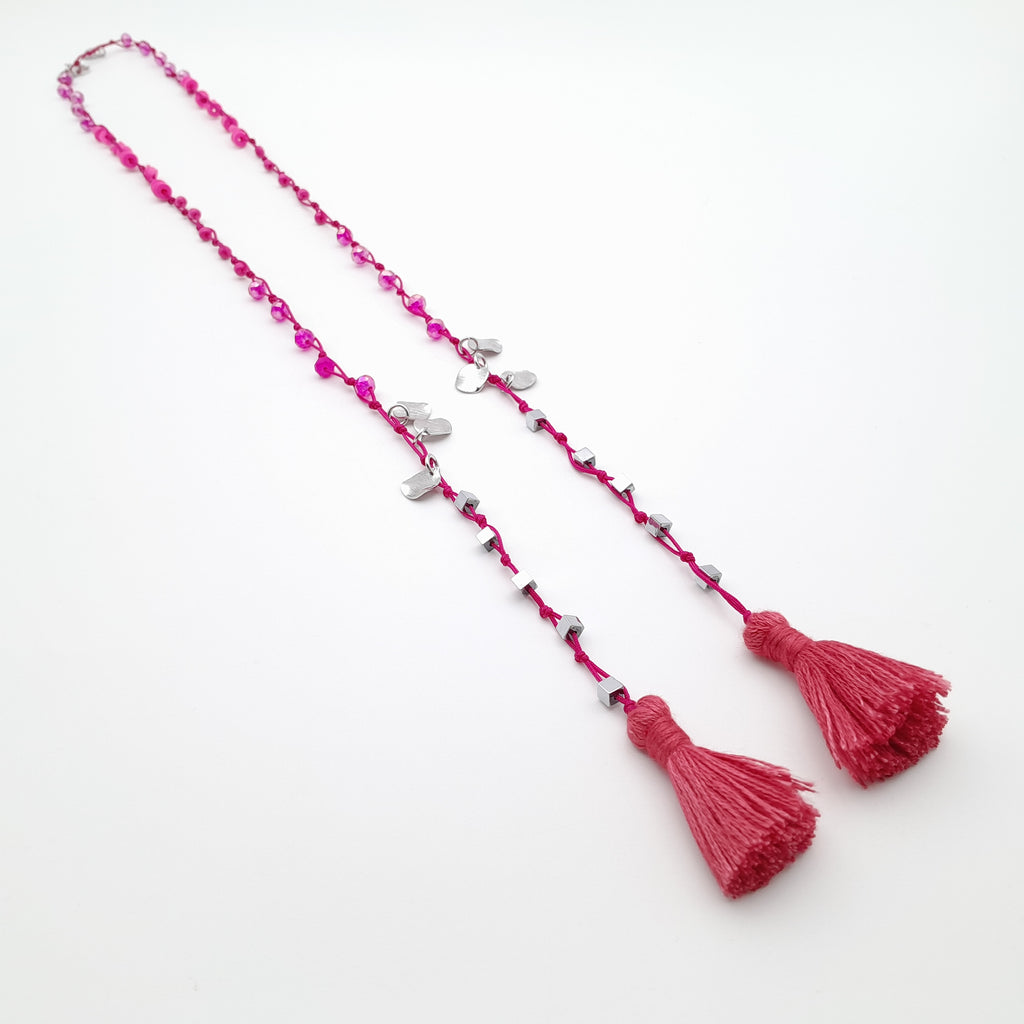 Rani Tassel Necklace - Hot Pink