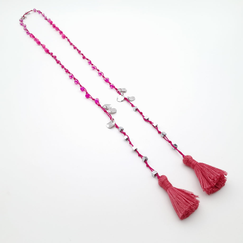 Rani Tassel Necklace - Hot Pink