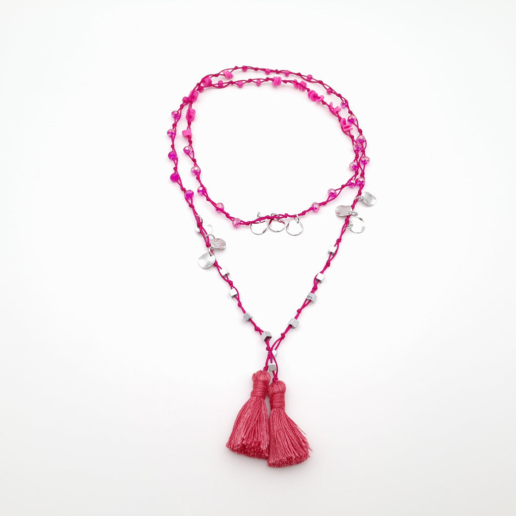 Rani Tassel Necklace - Hot Pink