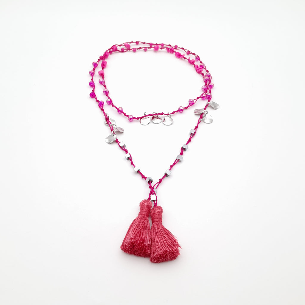 Rani Tassel Necklace - Hot Pink