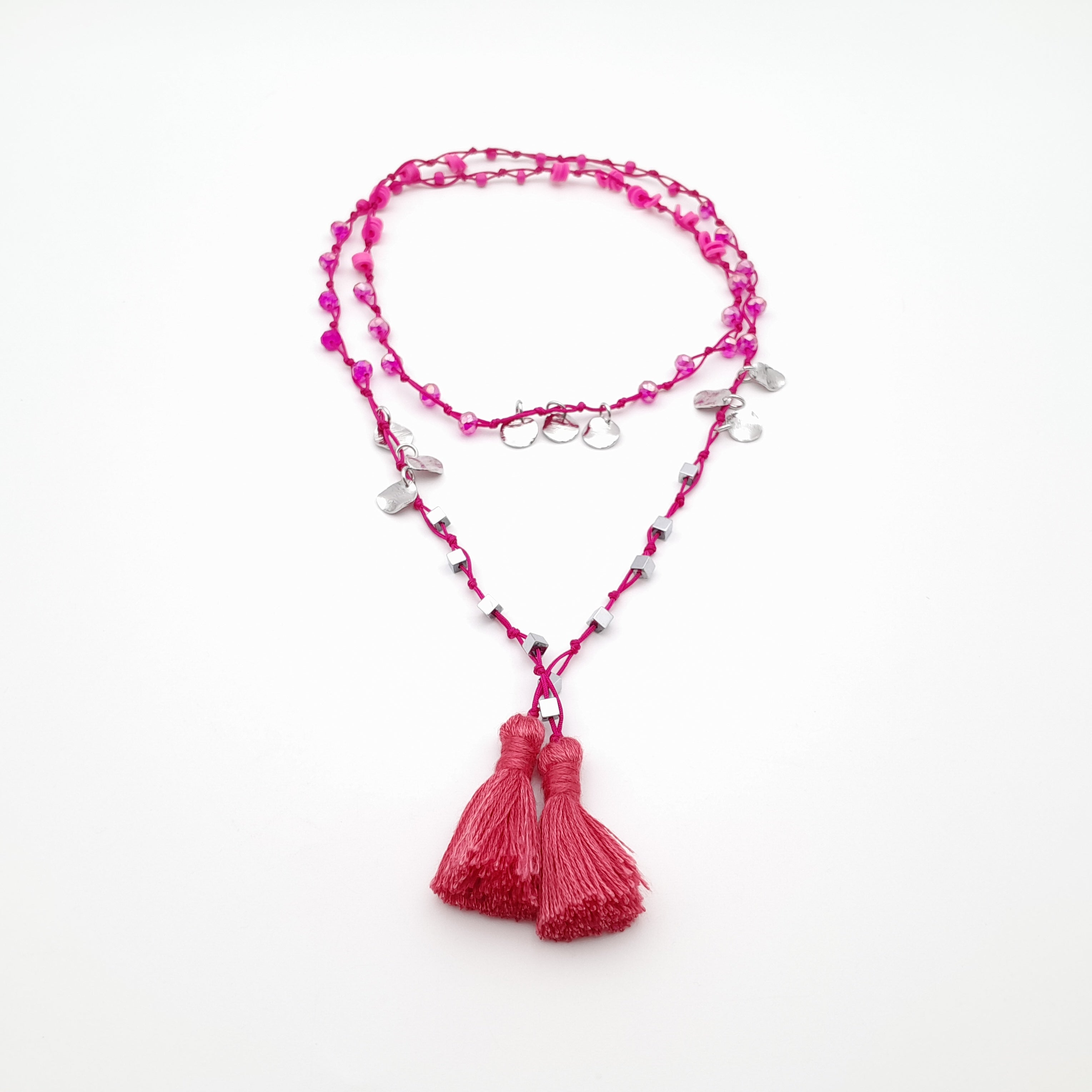 Rani Tassel Necklace - Hot Pink