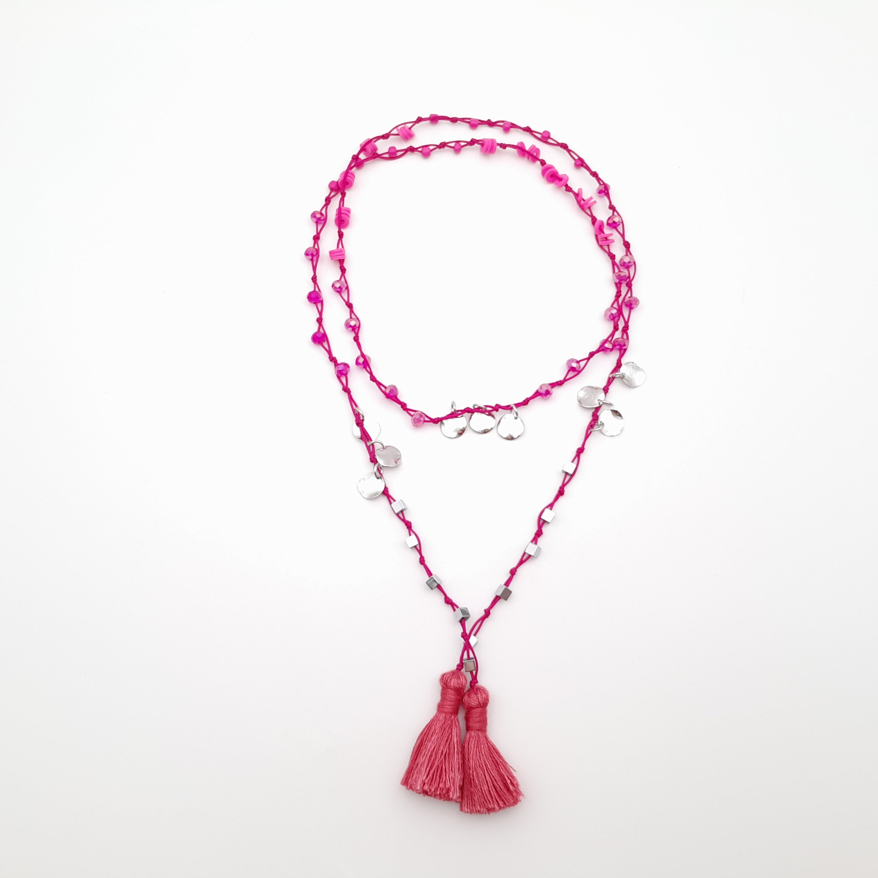 Rani Tassel Necklace - Hot Pink