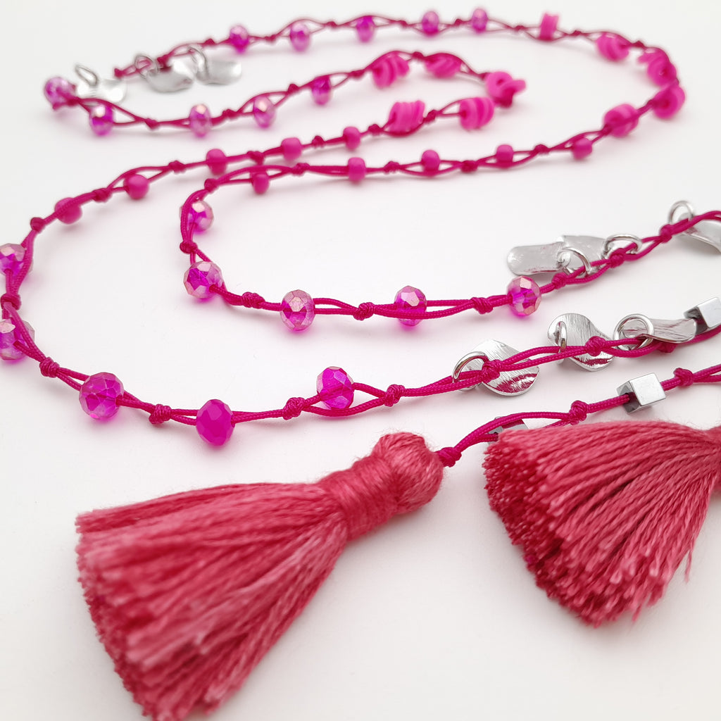 Rani Tassel Necklace - Hot Pink