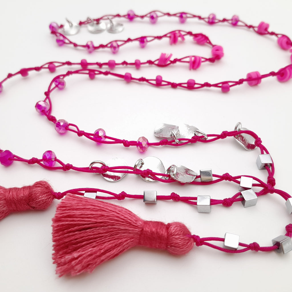 Rani Tassel Necklace - Hot Pink
