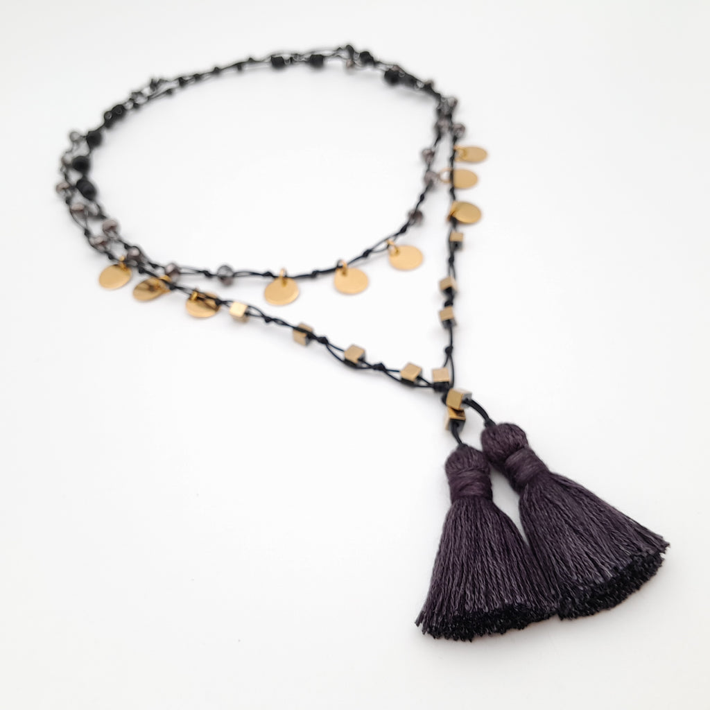 Rani Tassel Necklace - Graphite
