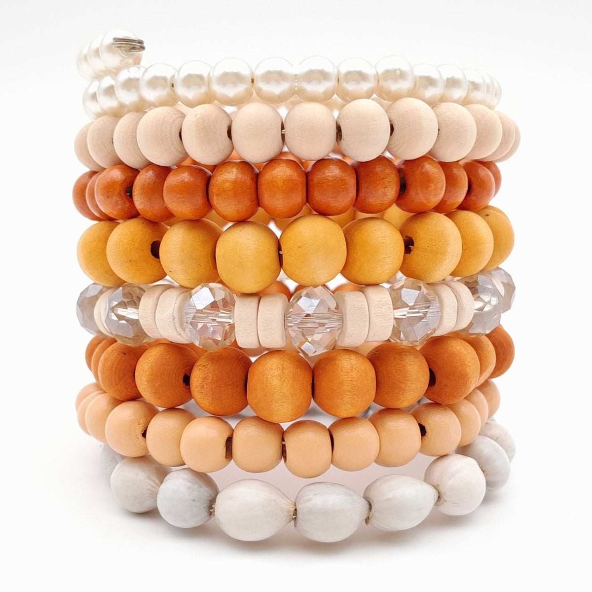 Handmade beaded coil bracelet by Marzipan